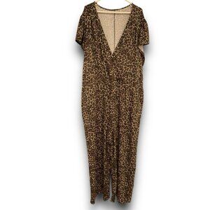 Plus Size Leopard Jumpsuit Cheetah Print Lounge One Piece Jump Suit Romper
